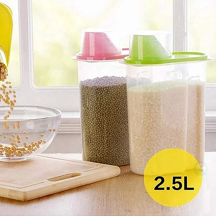 Rice Storage Bin Cereal Containers Dispenser with BPA Free Plastic +  Airtight Design + Measuring Cup