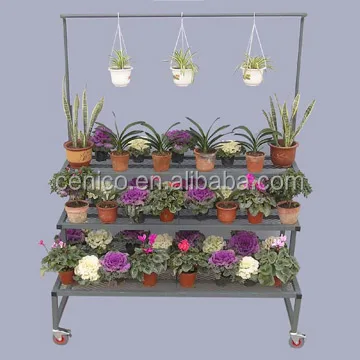 Tri-Step Display Bench With Purlin, Garden Plant Display Racks ,