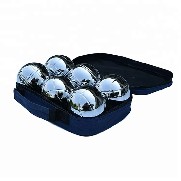 6 ball 73mm Metal Boules or Petanque set with 3 black balls and 3 gold balls 