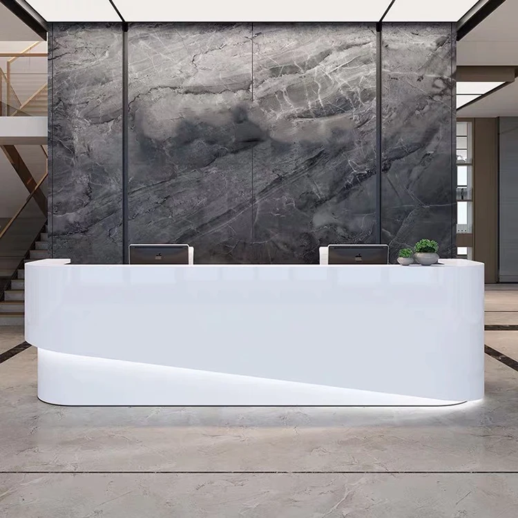 Regular Grey Black Hotel Front Desk Artificial Stone Retail Store Marble Office Reception Desks