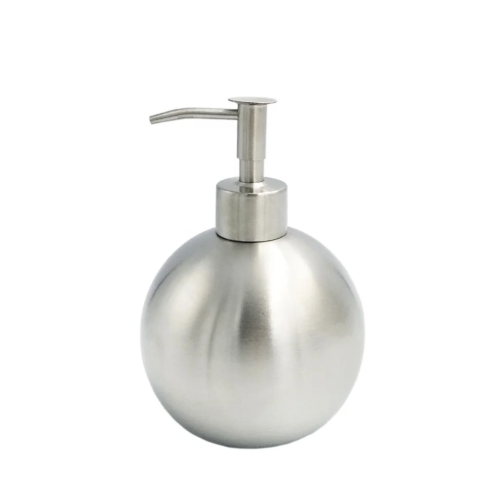 500ml Unique ball shaped special 304 stainless steel bathroom liquid shampoo soap pump bottle for lotion with pump nozzle