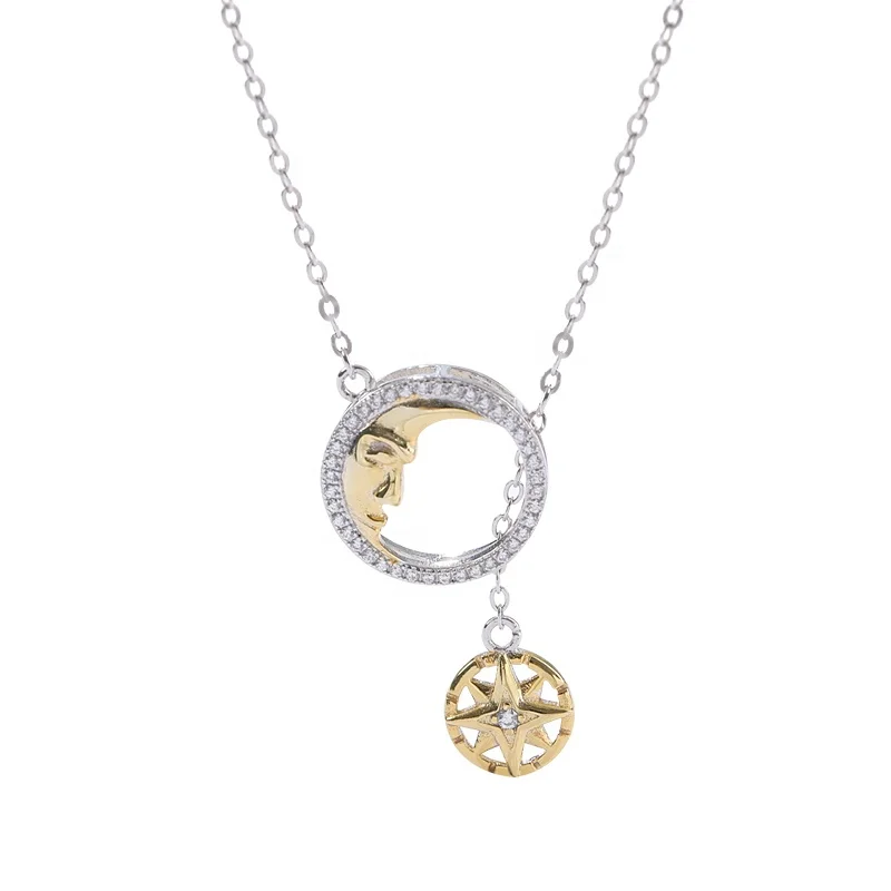 Minimalist Style 925 Sun Moon 18k Gold 