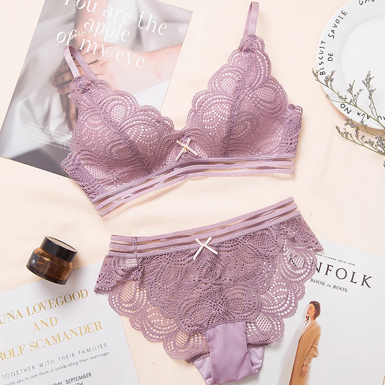 lace flower embroidery bra adjusted underwear