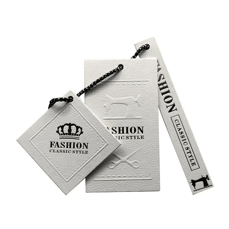 High-end Custom-made Hangtags for Clothing Own logo Embossed Gold  with Fashionable GirlsJeans Hang Tag