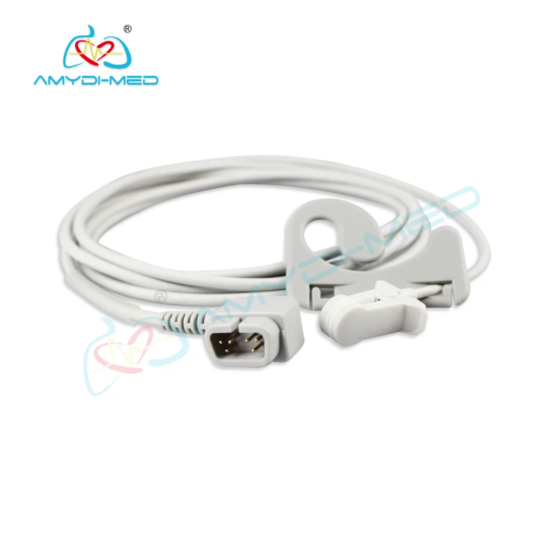 SpO2 Sensor Cable Compatible With CSI 503DX 3.0m Length with DB9-6P Plug Style for Adult Finger Clip