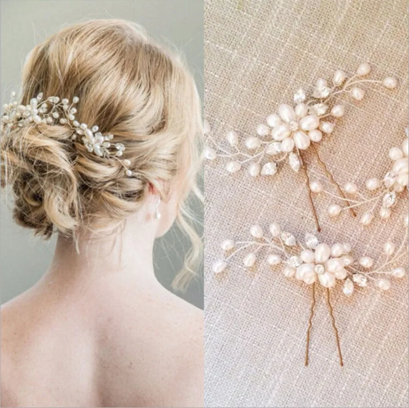 Geometric Pearls Hair Claw Rhinestone Hair Clips Bridal Wedding Hair Accessories