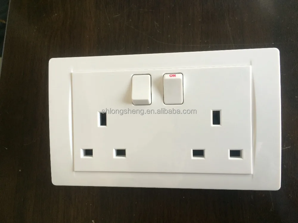 13a Double Pole Switch Socket New Design 2 Gang Electrical Wall Socket Outlet for Home
