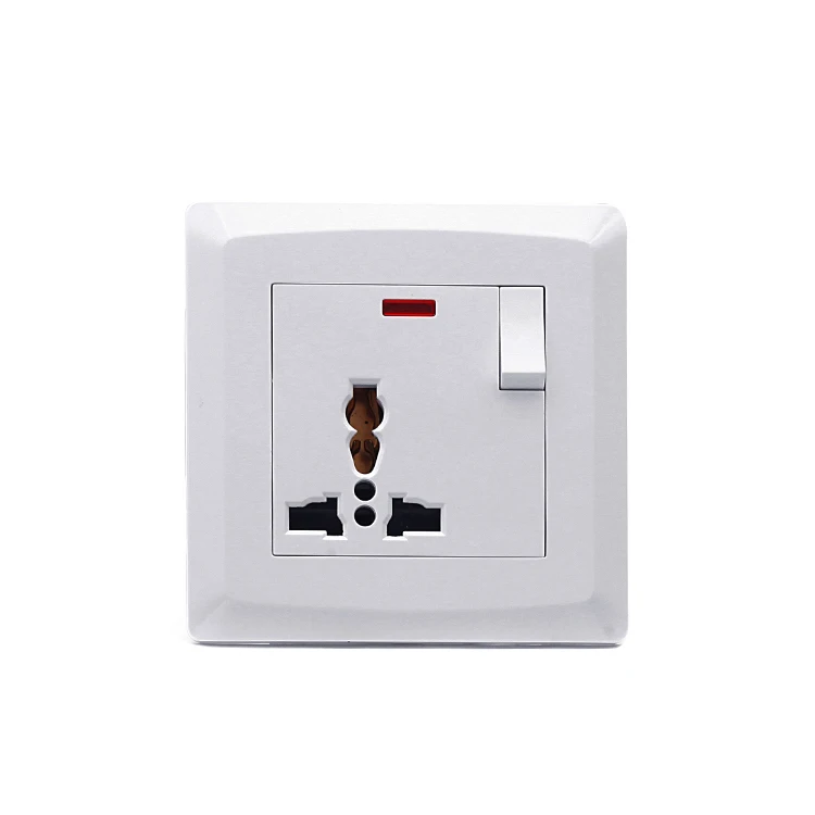 Wall Switches and Socket 16A Universal Electrical Socket 2 Switch With Neon