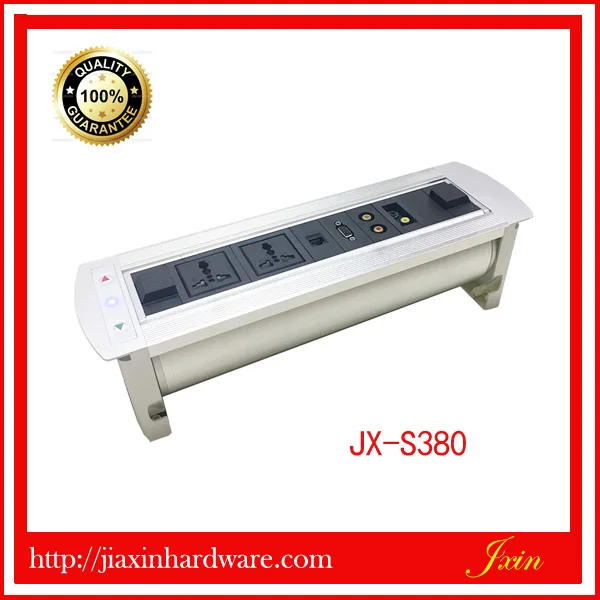 Motorized Conference Switch Rotate Table Power Socket With Outlet Cables
