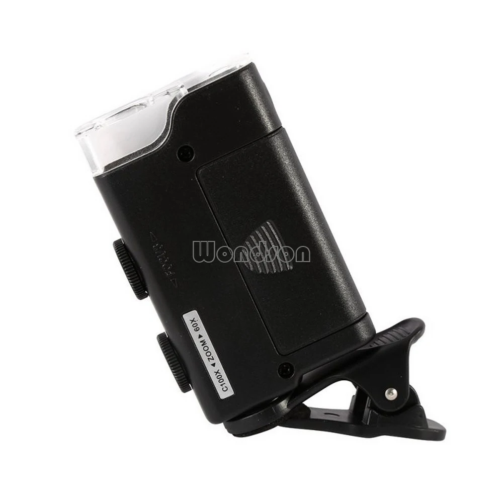 Портативная Лупа для телефона, увеличительное стекло для ювелирных изделий Gem 60-100X, регулируемый микроскоп, увеличительное устройство со светодиодной подсветкой и УФ-светом