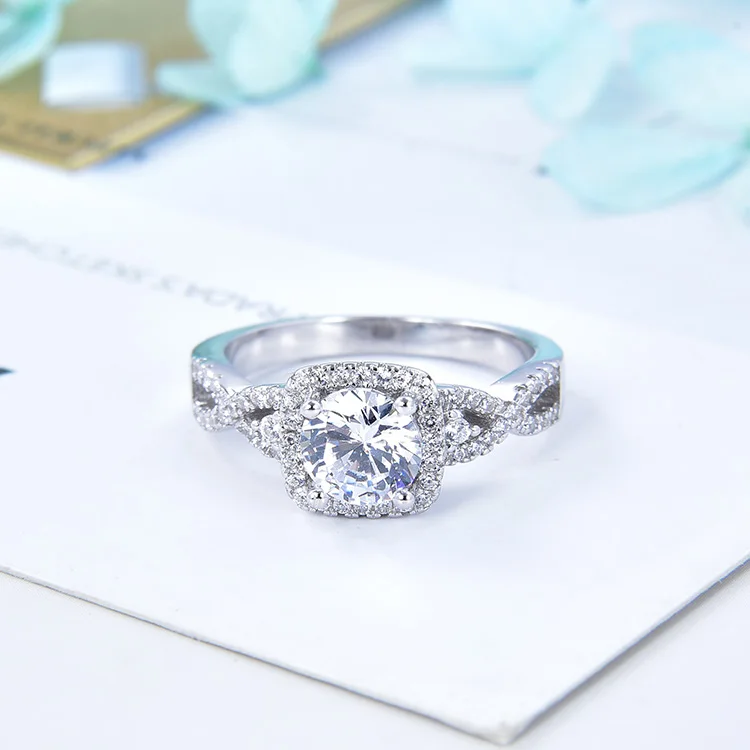 POLIVA High Quality Customized Logo Jewellery Infinity Band Diamond 925 Sterling Silver Marry Me Engagement Ring