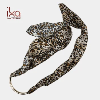 Export German Brand Customize 100% Silk Twill Leopard Print Metallic Tube Necklace Scarf