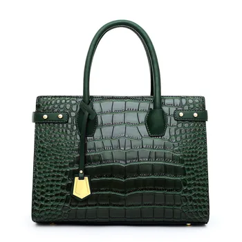 JIANUO brand bag luxury tote bag handbag for woman green leather bag