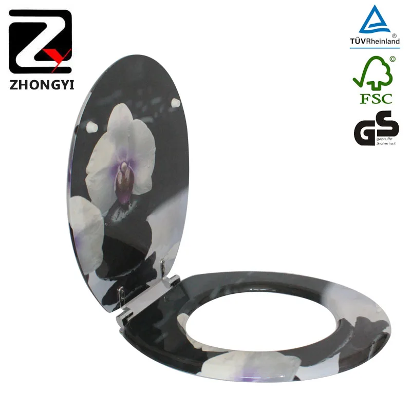 Professional MDF Design Printing Flower Toilet Seat