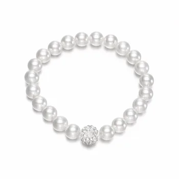 8mm perfect round sea shell pearl bracelet white faux pearl bracelet