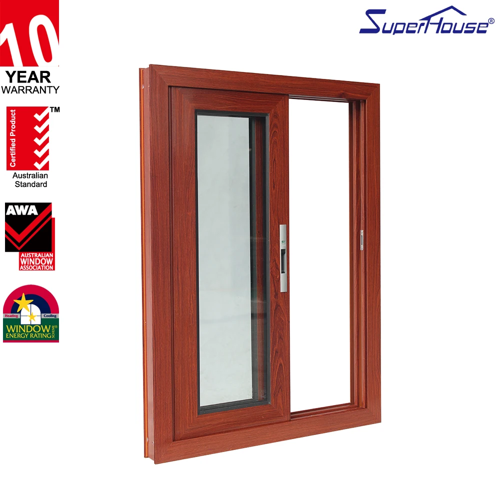 Soundproof Wood Grain Sliding Windows 2 Panel Thermally Insulated  Doors and Windows