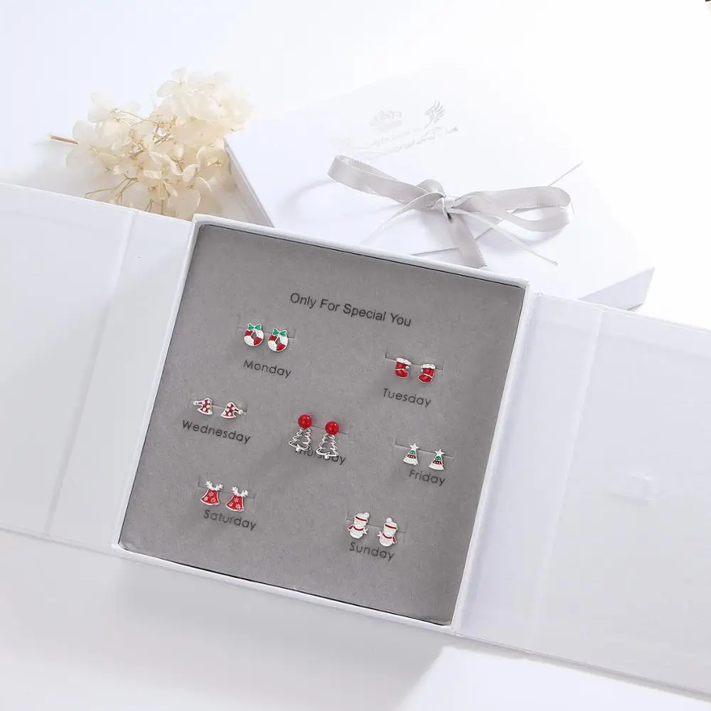 7pcs Earrings Set Snowflake/elk Design for Women's Party - Main Image
