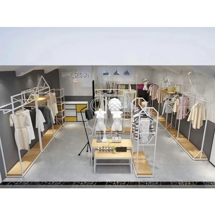 Simple Clothes Store Design Redering Image for Clothing Shop Decoration