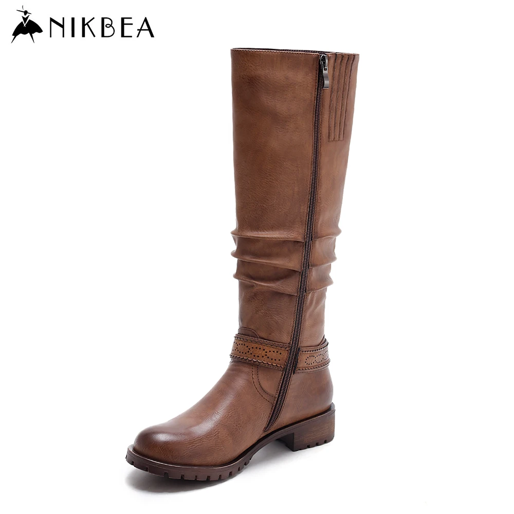 Aliexpress.com : Buy Nikbea Ladies Brown Pu Leather Knee