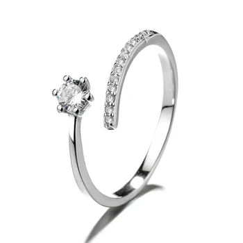Luxury Open Adjustable 925 Sterling Silver Engagement Women Ring