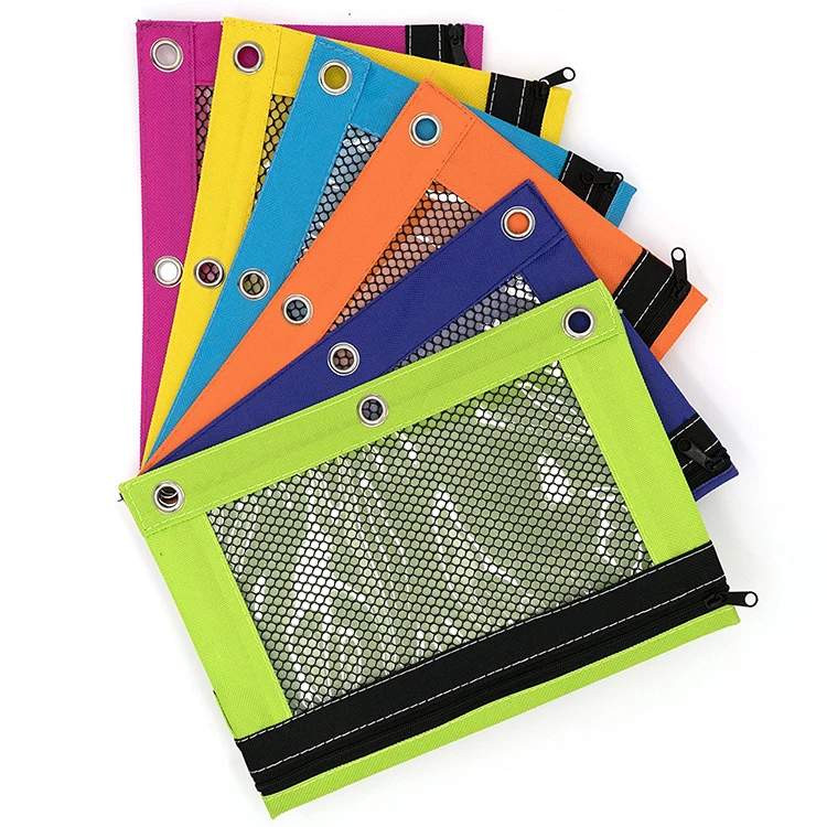3-ring pencil pouch with a mesh