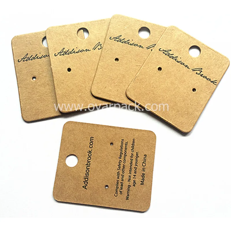 Печать логотипа на заказ, карточка из крафт-бумаги для сережек, ювелирных изделий