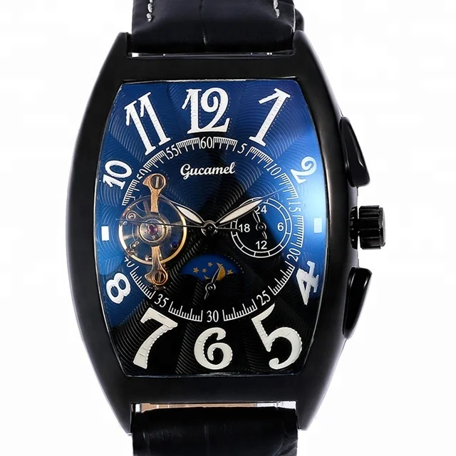 luxury tourbillon mens leather automatic gucamel Alibaba