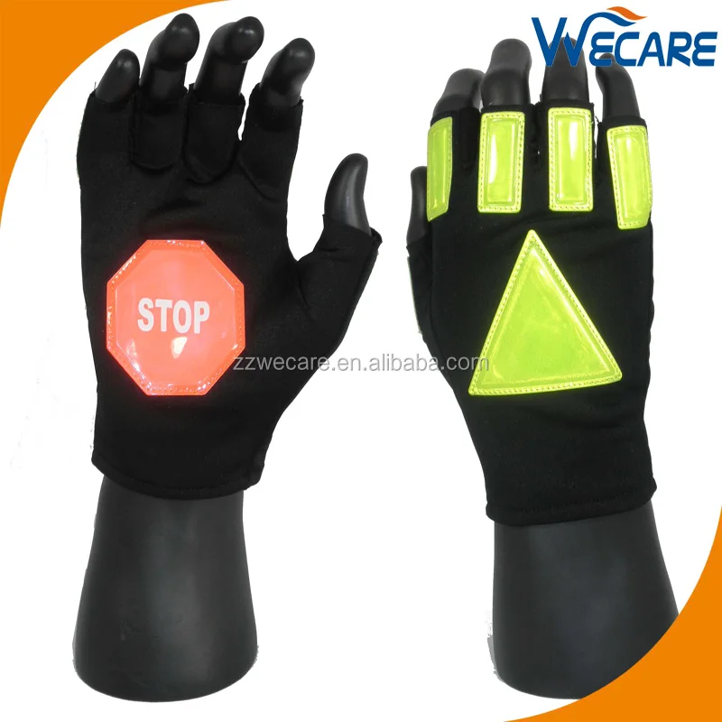 Fingerless Reflective Tape Control Hand Protection Traffic Safety Gloves