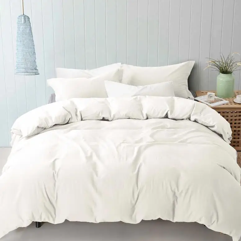 300TC белья комплект хлопкового постельного Твердые смесь пододеяльник простынь и наволочки подушка