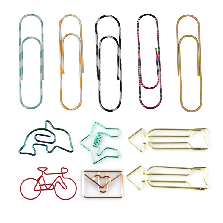 30 Pieces Rose Gold Paper Clips Cute Round Geometric Figure Shaped Stainless Steel Paperclips for Office Supplies Paper Document Organizing