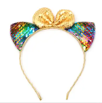2018 Fashion Kids Cute Girls Sequins Glitter Head Hoop Cat Ears Headband Hairband Girls Hair Accessories