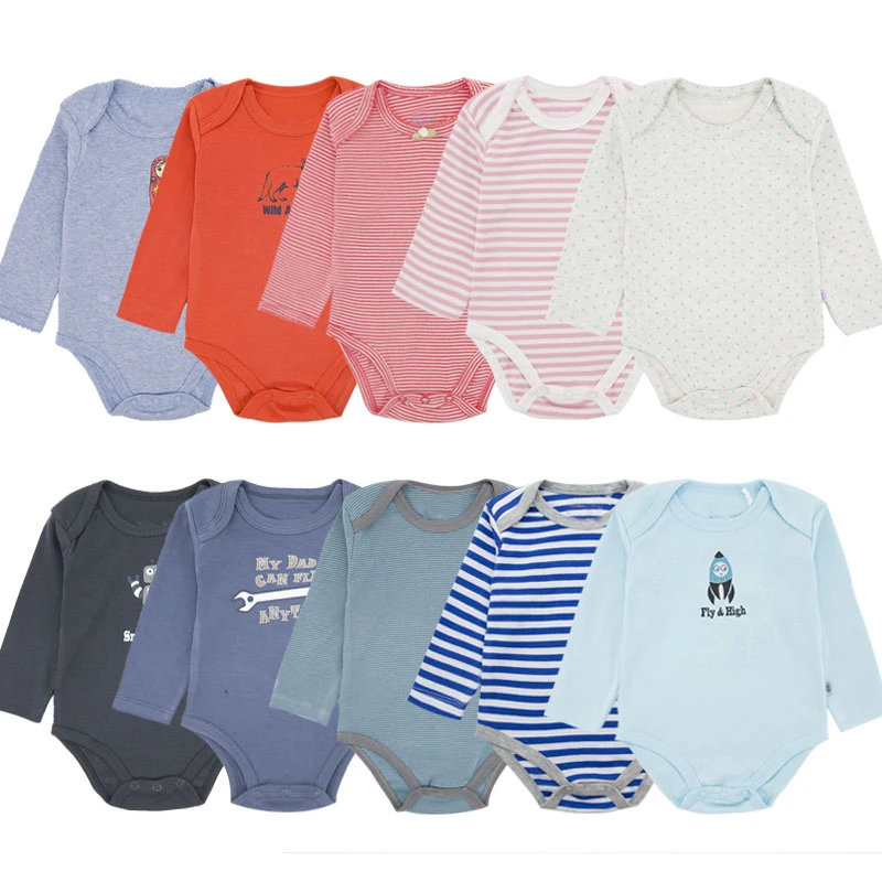 Бесплатный образец, высококачественное красочное боди с круглым вырезом и длинным рукавом для новорожденных, оптовая продажа