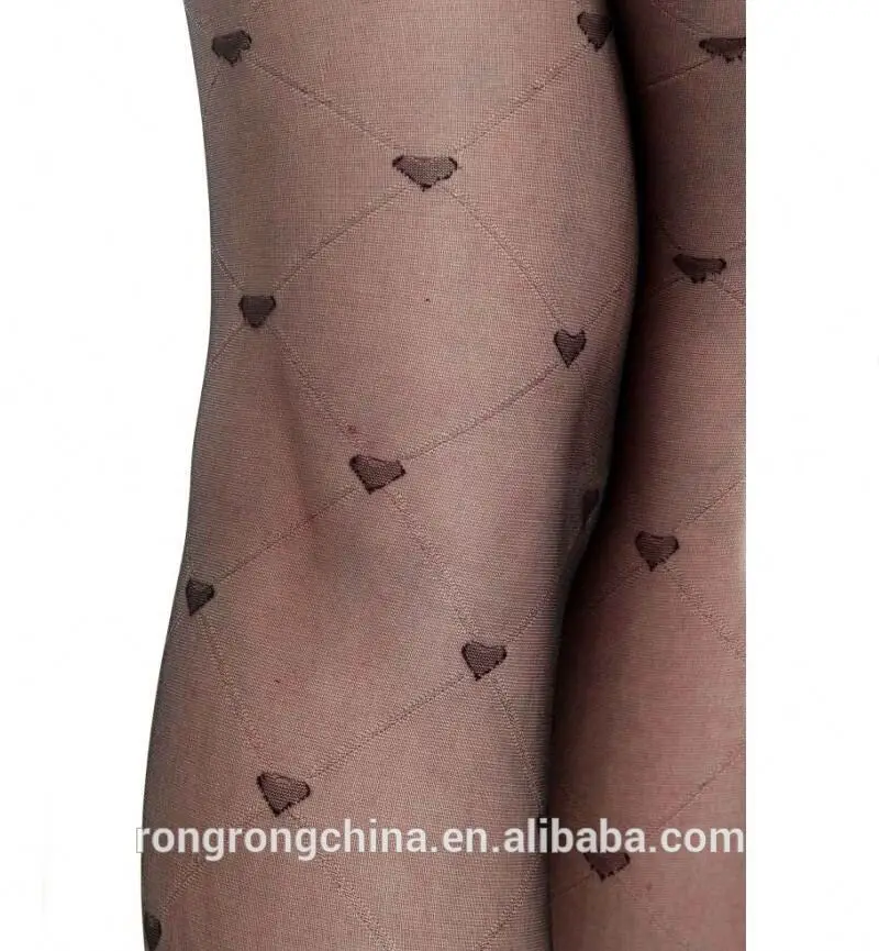 Пикантные колготки с сердечком Жаккардовые Бесшовные черные чулки