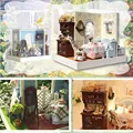 Brand New DIY Wooden Dollhouse Sweet Bakery Handmade Decorations Model with LED Light Miniatura Doll House