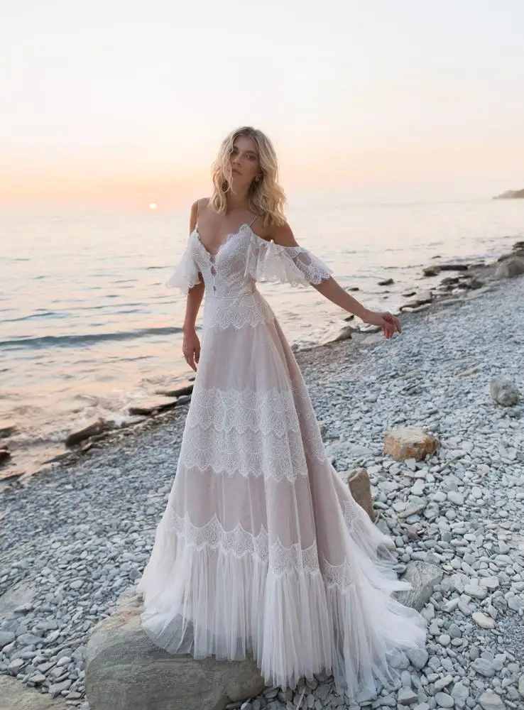 vintage lace beach wedding dress Boho styleId:21467 Yes Decoration Size:GIRL-6-12 Months-FAMILY Stylish Couple Birthday Outfit
