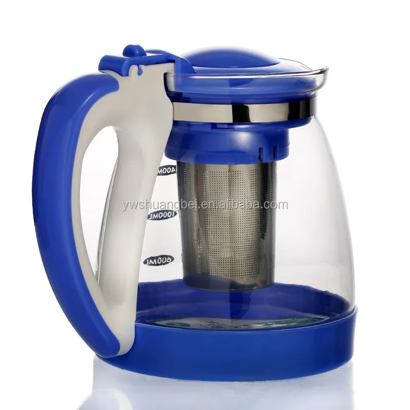 1800ML Modern Glass Measuring Teapot Infuser for Loose Leaf and Blooming Tea