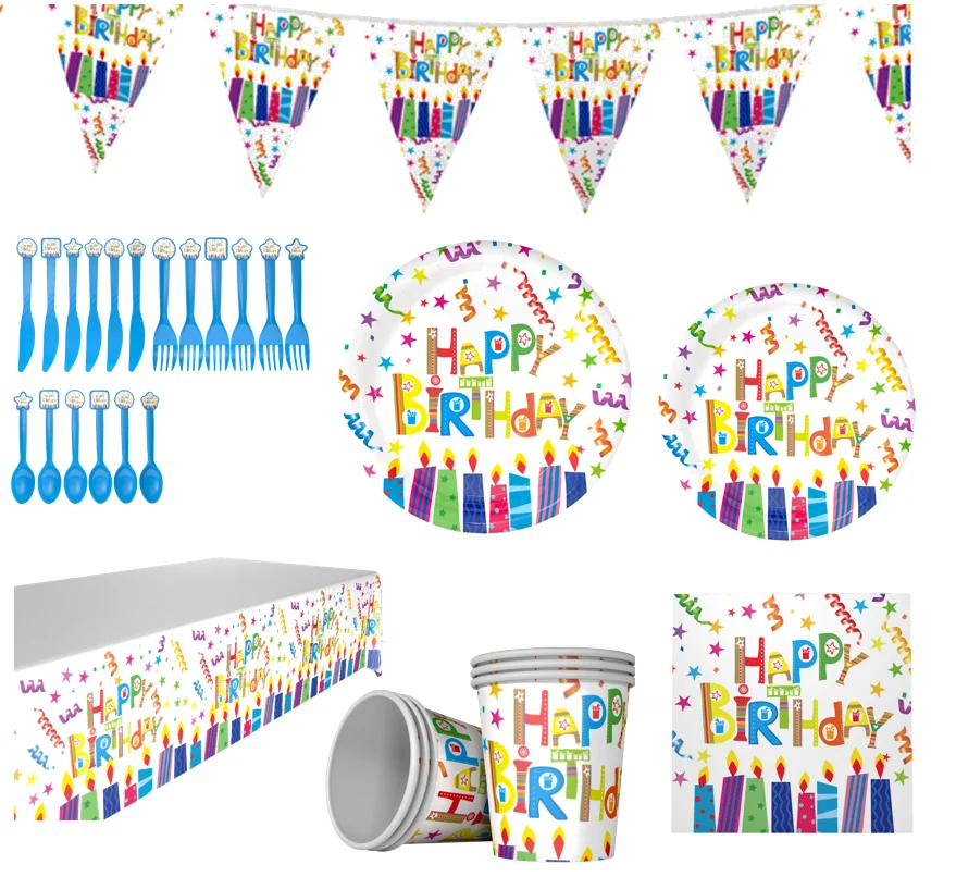 Gros Joyeux Anniversaire Fete Fournitures Vaisselle Ensemble De Fete D Anniversaire Servir Pour 16 Personnes Assiette En Papier Coupe Serviette Nappe Buy Ensemble De Fete D Anniversaire Fournitures De Fete D Anniversaire Vaisselle De Fete D