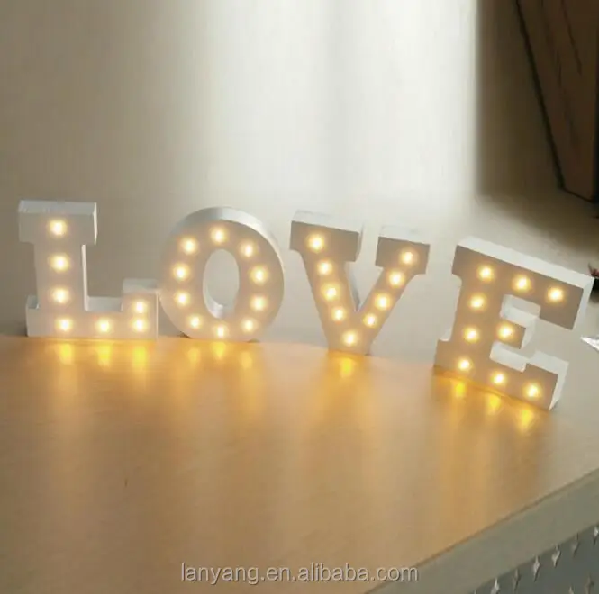 2 Wooden Alphabet LED Bright Letters Light up White Numbers Standing or Hanging 