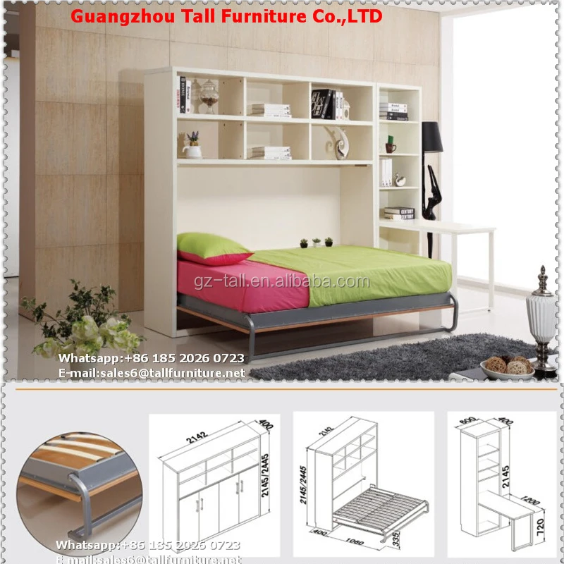Королева размер стены кровать металл складной стены кровать современный wall bed