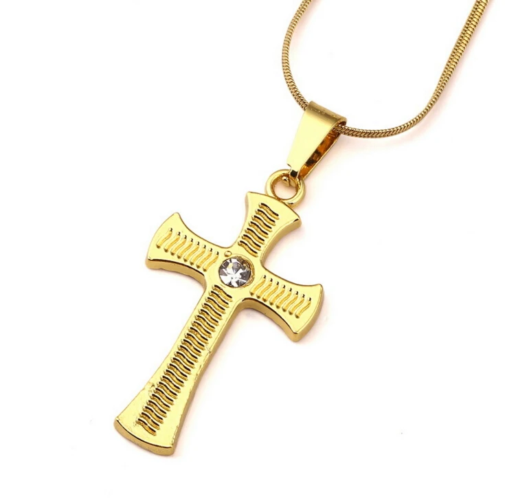 Short Golden Hiphop Cross Pendant Chain 