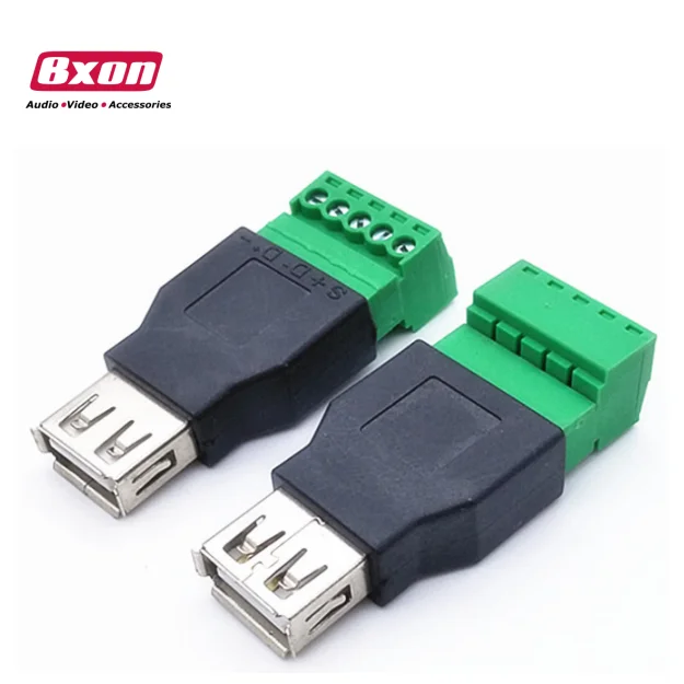 1Pc USB female to 5P screw shield plug terminal adapter conneRKUS 