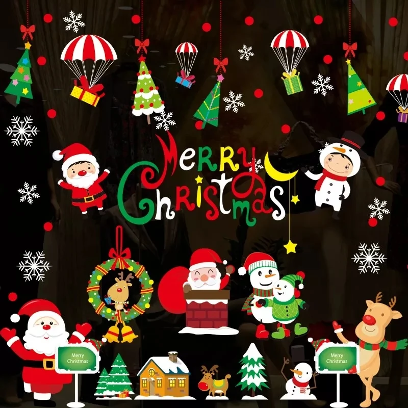 
Прочные декоративные наклейки на окна, высеченные съемные рождественские наклейки на окна из ПВХ 