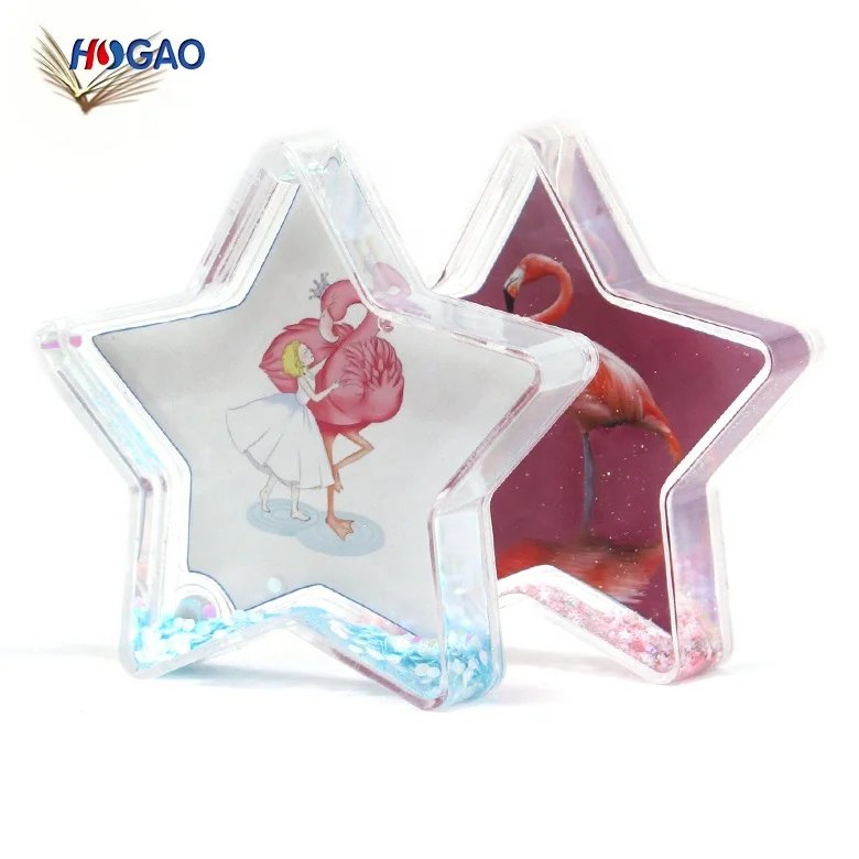 Custom Theme Star Shape Acrylic Empty Water Globe Home Decor Novelty Gifts Plastic Snow Globe With Photo Insert