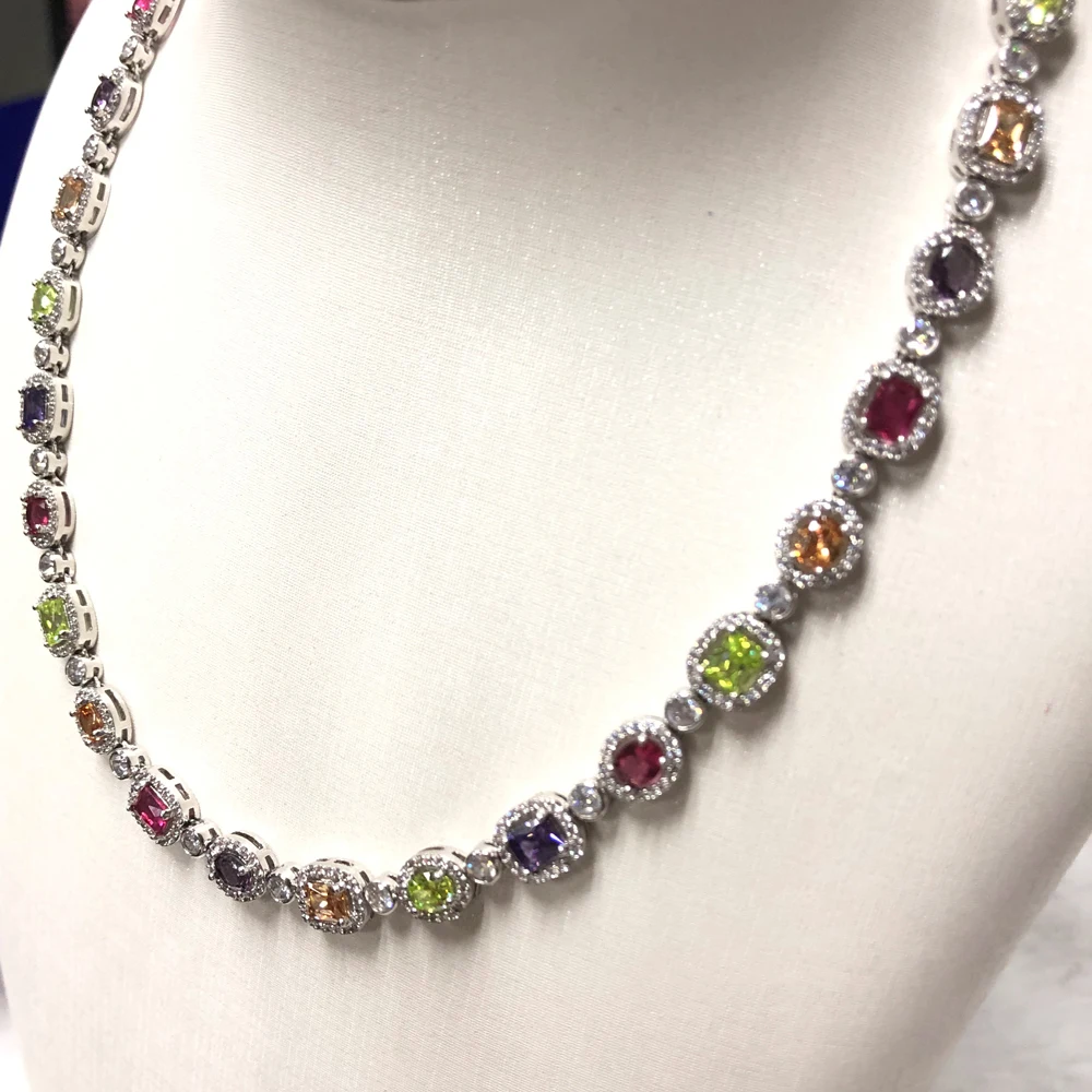 Hot Sale Fashion Women's Necklace Set Jewelry Zircon Ruby Crystal Necklace for Ladies Women Custom Jewelry Clavicle necklace