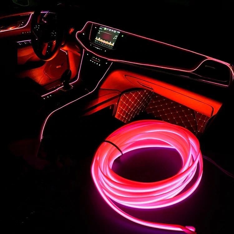 Luces interiores para coche, luces de cuerda de alambre, 9.8 ft/9 pies CC,  12 V, atmósfera de neón, luz electroluminiscente, luces de neón para