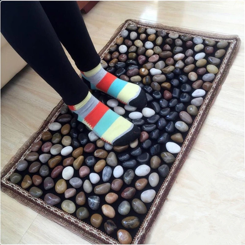 Natural Pebble Foot Massage Mat Colorful Smooth Stone 40*150mm
