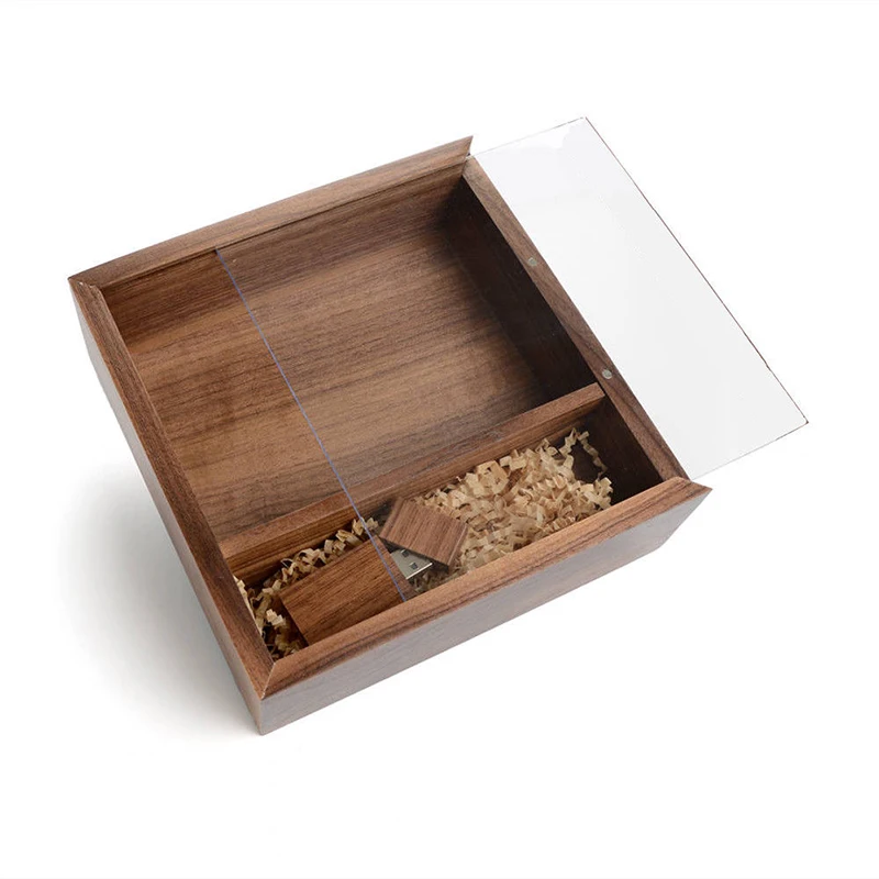 Wooden Storage Boxes with Sliding Lid Photo Pendrive Memory Keepsake Boxes 