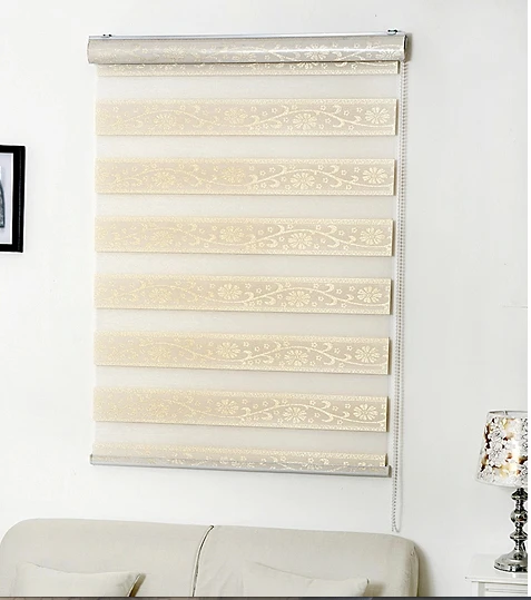 Двухслойная светонепроницаемая полосатая роликовая шторка