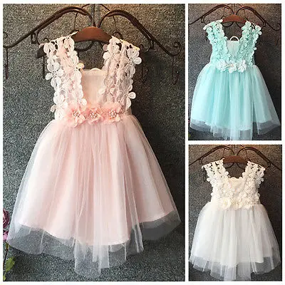 XMAS Baby Girl Princess Party Pearl Lace Tulle Flower Gown font b Fancy b font font