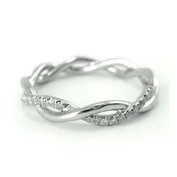 Oxford Diamond Co CZ Infinity Twisted Band Style .925 Sterling Silver Ring Sizes 5-10 Colors Available